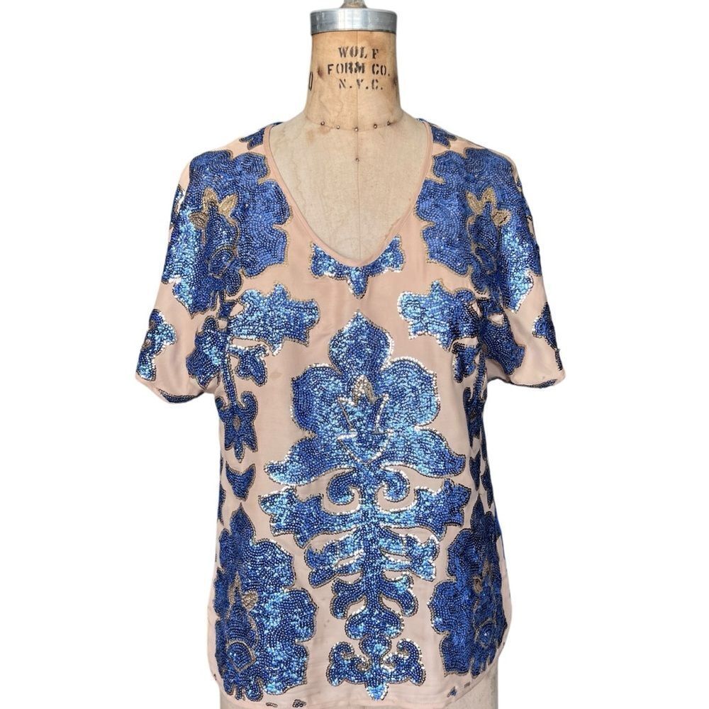 TRACY REESE New York Sequin Floral Top - Neiman Marcus Exclusive Size S